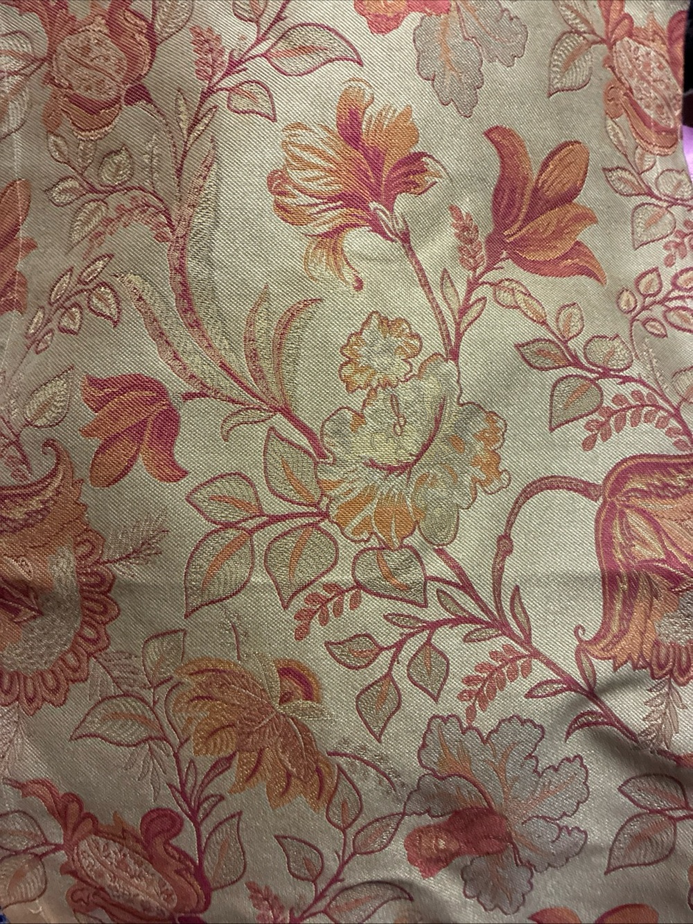Vintage Pottery Barn Table Runner Jacquard Jacobean Tapestry 18 x108 Gold Rust